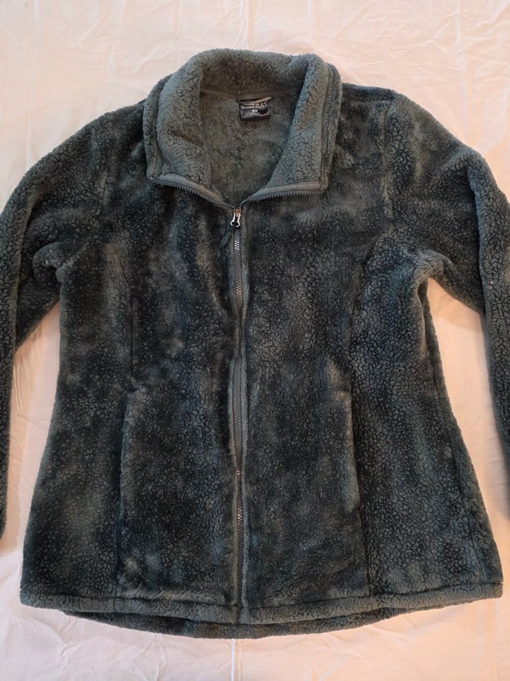 32 Degrees Heat Blue Green Sherpa Fleece Zip Jacket Women's Large